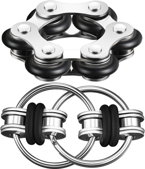 Gejoy Fidget Toy Set with Six Roller Chain Fidget and Key Flippy Chain Stress Reducers for Autism Relief