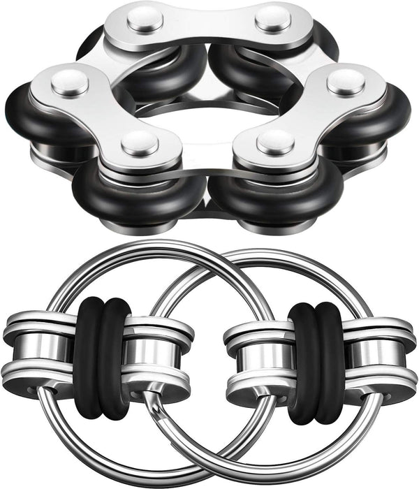 Gejoy Fidget Toy Set with Six Roller Chain Fidget and Key Flippy Chain Stress Reducers for Autism Relief