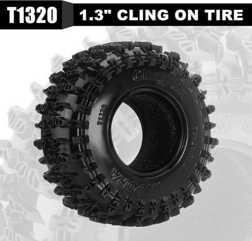 INJORA 1.3"Tires -S5 Cling On Tires 70 * 26mm for SCX24 TRX4M AX24 1/18 1/24 Micro Crawler,T1320