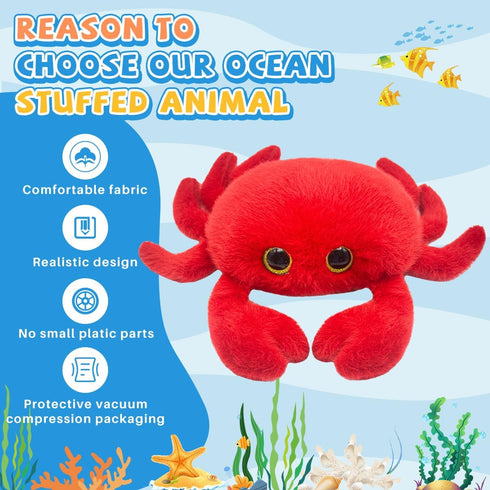 10 Inches Crab Stuffed Animal Cute Crab Plush Toy Super Soft Ocean Stuffed Animals Small Sea Creature Animal Plushies