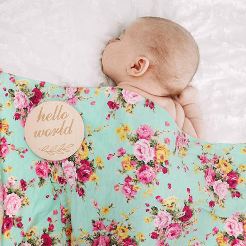 3 Pack DRESHOW BQUBO Newborn Floral Receiving Blankets Newborn Baby Swaddling Hats Sleepsack Toddler Warm Shower Gift