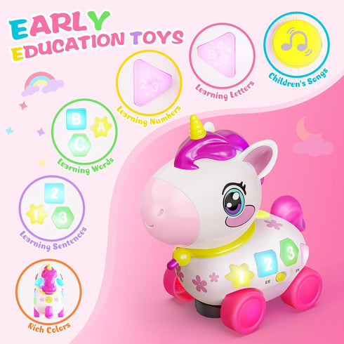 KAISASA 1 6-12-18 1st 1 7 8 9 10 12 Unicorn Toys for Year Old Girl Gifts, Musical Educational Baby Toy Month, Birthday