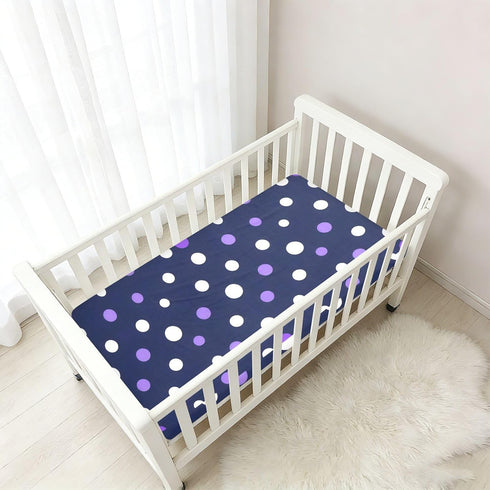 CZXW 52" 28" Polka Dots Purple White Crib Sheets Fitted x Natural Cotton Soft & Breathable for Baby Crib Mattress