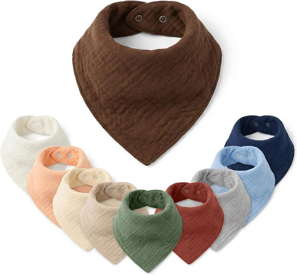 Mre & Moi Muslin Baby Bandana Bibs 100% Cotton, Soft & Absorbent