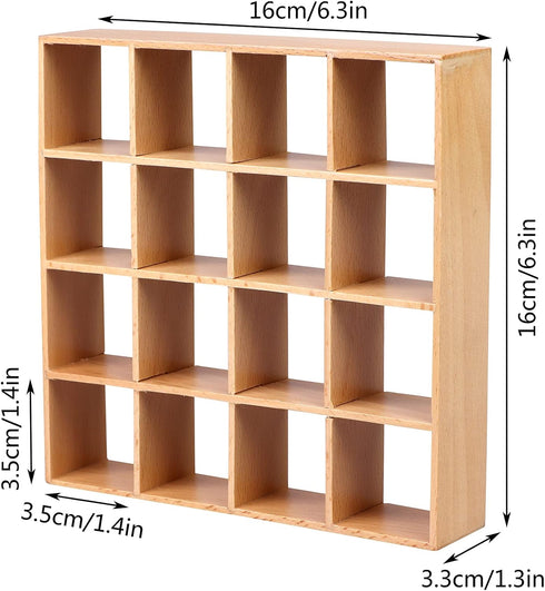 Yiphates 1: 12 16 Dollhouse Miniature Wooden Storage Rack Grid Shelves Doll House Wall Rack Bookshelf Display Dollhouse