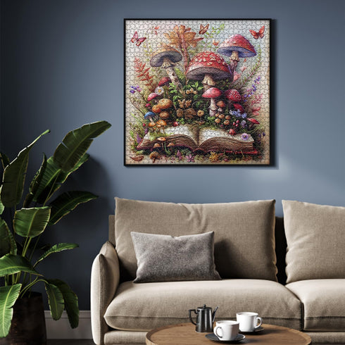 PICKFORU 1000 Mushroom Jigsaw Puzzle Pieces, Magic Book Plant Flower Puzzles Vintage, Challenging for Adults