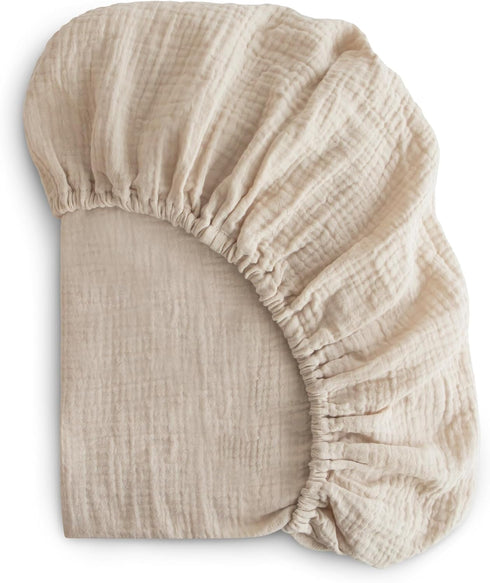 mushie Extra Soft Muslin Fitted MINI Crib Sheet | 24"x 38" (Fog)