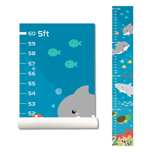 Ocean Wall Sticker Growth Chart for Kids - Height Chart Decal for Boys and Girls