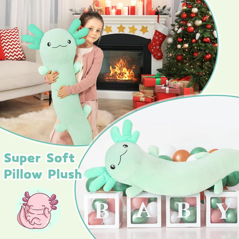 MaoGoLan Giant Axolotl Plush Stuffed Animal,Big Axolotl Plush Pillow Toy for Kids Girl Boy,Jumbo Stuffed Salamander