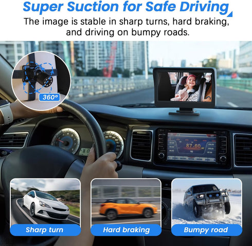 FEISIKE 4.3'' 150 360 5 Car Baby Camera, HD Infrared Night Vision Function Baby Car Camera Display, Backseat Camera