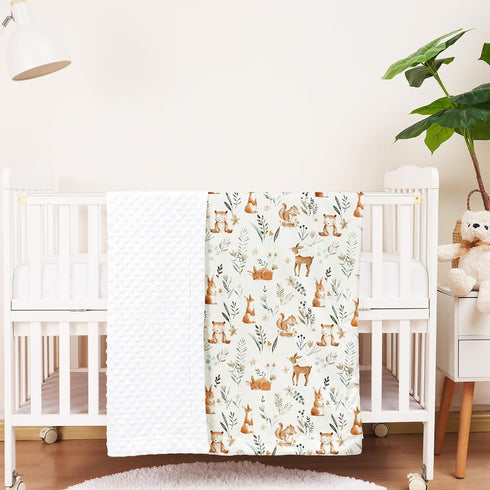 PHF Minky Baby Blanket, 40x50 Inches Reversible Crib Receiving Blanket for Girls, Soft Toddler Blanket with Double