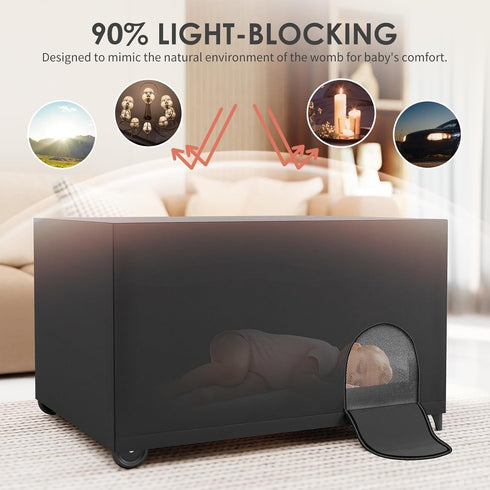 Pack 90% Crib Blackout Cover for N Play, Portable Travel Crib Canopy Cover with Storage Bag, Stretchy Breathable