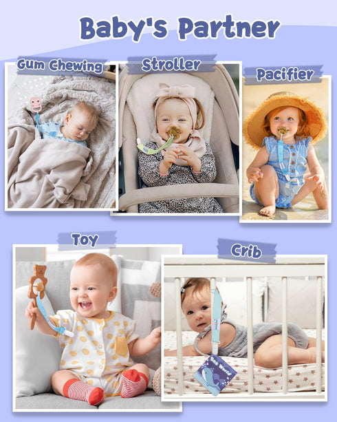 8 Pack, babygoal Baby Pacifier Clips Pacifier Holder Clips for Boys and Girls Fits Most Pacifier and Binkies-Neutral