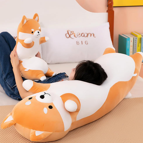 (Yellow,110cm/43.3inch) Kekeso Long Shiba Inu Plush Pillow Giant Stuffed Animals Dog Sleeping Pillow Corgi Plush Body