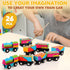 Lenwen 26 Pcs Unpainted Magnetic Wooden Train Cars for Boys and Girls, DIY Unfinished Magnetic Train Set