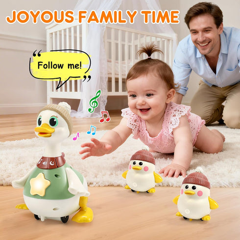 LUDILO 6-12 6 7 8 9 10 12 18 6-12-18 Tummy 1 Infant Baby Toys Months: Musical Crawling Duck Toy Must Have Month Old