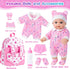 BDDOLL 12" Backpack, 3 Baby Doll in Gift Box with Pink Cloths, Feeding Bottle and Pacifier, First Baby Dolls