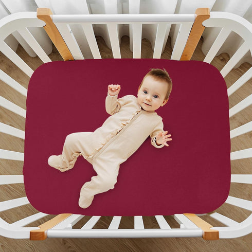 PaChyLuu 27"x39" Crib Sheets for Boys & Girls, Burgundy Solid Color Crib Sheet Ultra Soft Microfiber Fitted Sheets