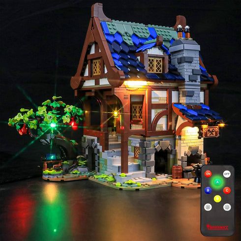 BRIKSMAX Led Lighting Kit for Medieval Blacksmith - Compatible with Lego 21325 Model (Remote-Control Version)