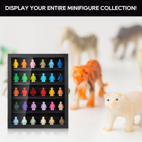 11 13.4 inches TJ.MOREE Minifigure Display Case for Collectibles, Mini Figure Display Case Wall Mount, x Black