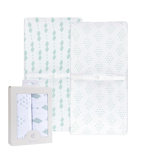 Changing Pad Cover - Cradle Sheets Fits Baby Mattress Sheet 36" X 18 - Unisex Grey Sage Diamond (2 Pack)