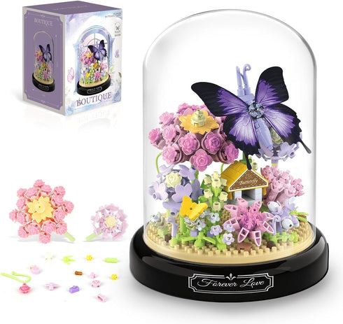 QLT QIAOLETONG Flower Bouquet Building Kit for Adults, Animals Flowers 582 PCS