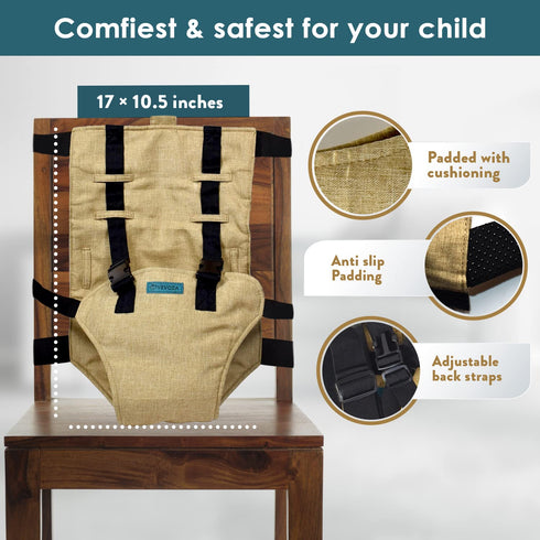 VEVOZA Baby Portable High Chair for Travel | Essential Travel Highchair | Baby Chair Harness