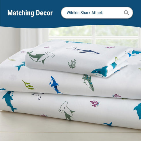 100% Wildkin Cotton Fitted Crib Sheet Soft & Breathable Fitted Sheet (Shark Attack)