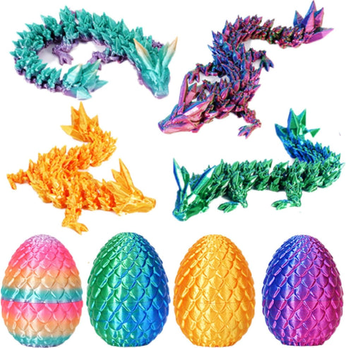 YILCER 4PCS 3D Printed Dragon Eggs with Dragon Inside Mini Dragon Egg Set