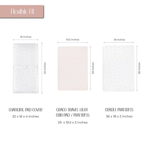 Set Changing Pad Cover and Crib Sheet Bundle (Pink Tulip Collection)