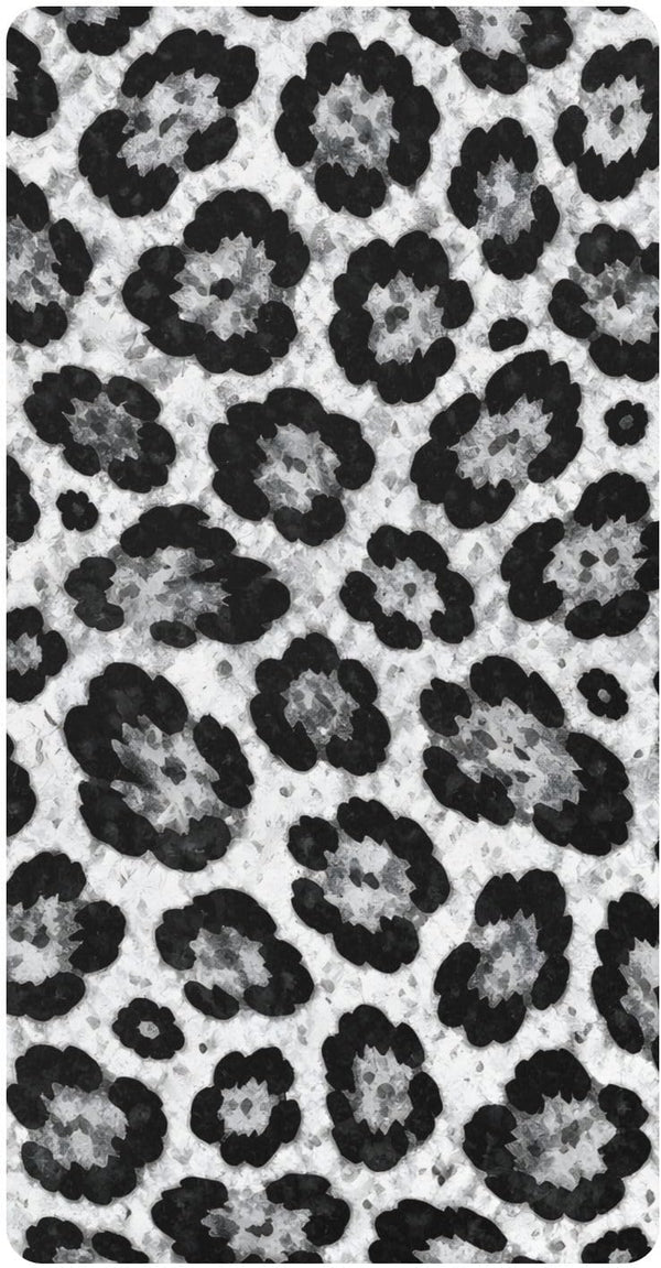 CZXW Gray Leopard Pattern Crib Sheets Fitted 52" x 28" Natural Cotton Soft