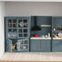 1/12 Dollhouse Furniture Miniature Display Shelf Bookshelf Storage Cabinet for Living Room Kitchen Room (Blue)