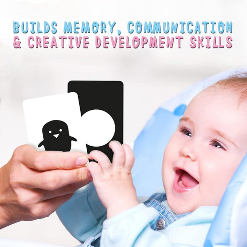 Merka Newborn Toys, Set of 50 High Contrast Black and White Baby Cards for Visual Stimulation and Sensory Development