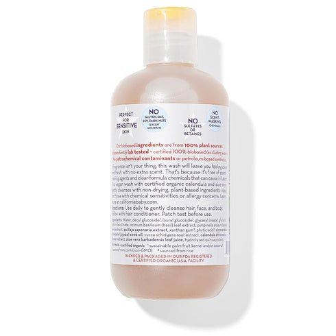 100% 8.5 oz California Kids Shampoo + Body Wash | Super Sensitive Unscented | Gentle Skin Care for Kids + Teens |