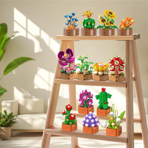 15 Pack Set 1314PCS 3.6MM 10+ CUBIMANA Flowers Plants Mini Building - Flower Succulents Botanical Collection Block Toy