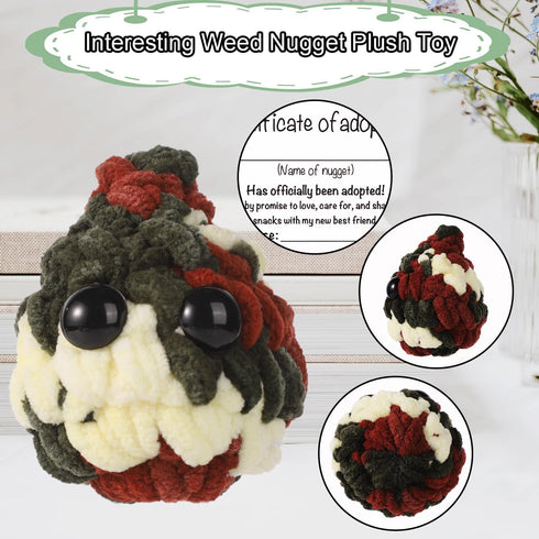 Adopt a Weed Nugget Plush, Positive Plush with Encouragement Cards & Plastic Jar for Desktop Ornaments