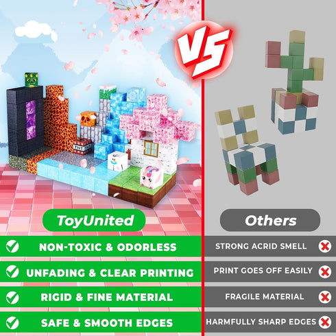 Blocks-150PCS 4-8 ToyUnited Magnetic Magnetic Building Blocks Magnet Cubes Stacking Dark Forest Glacier Castle, STEM