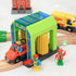 Car Wash Station Playset Toy for Wooden Train Track, Creative Pretend Play Toy Vehicles Accessory for Toddlers