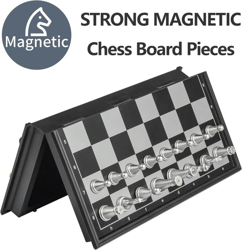 Mini Travel Chess Set Magnetic Vikutu, 5.11 Inches Portable Small Folding Chess Board
