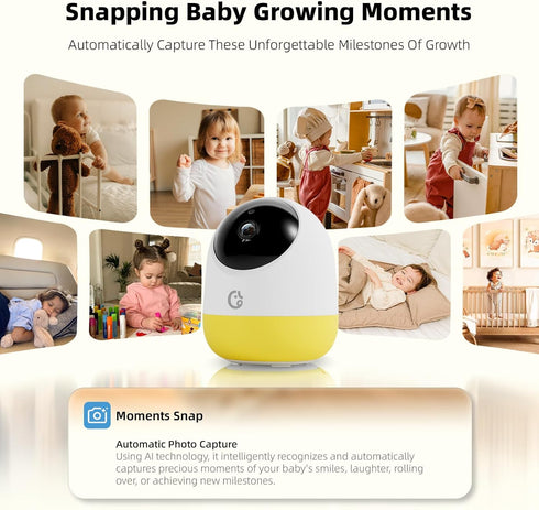Ellie Baby Pro Audio,5'' 2K Resolution,6000mAh Pan-Tilt-5X 2-Way 24hr 1000ft Ellie Pro Baby Monitor with Camera and IPS