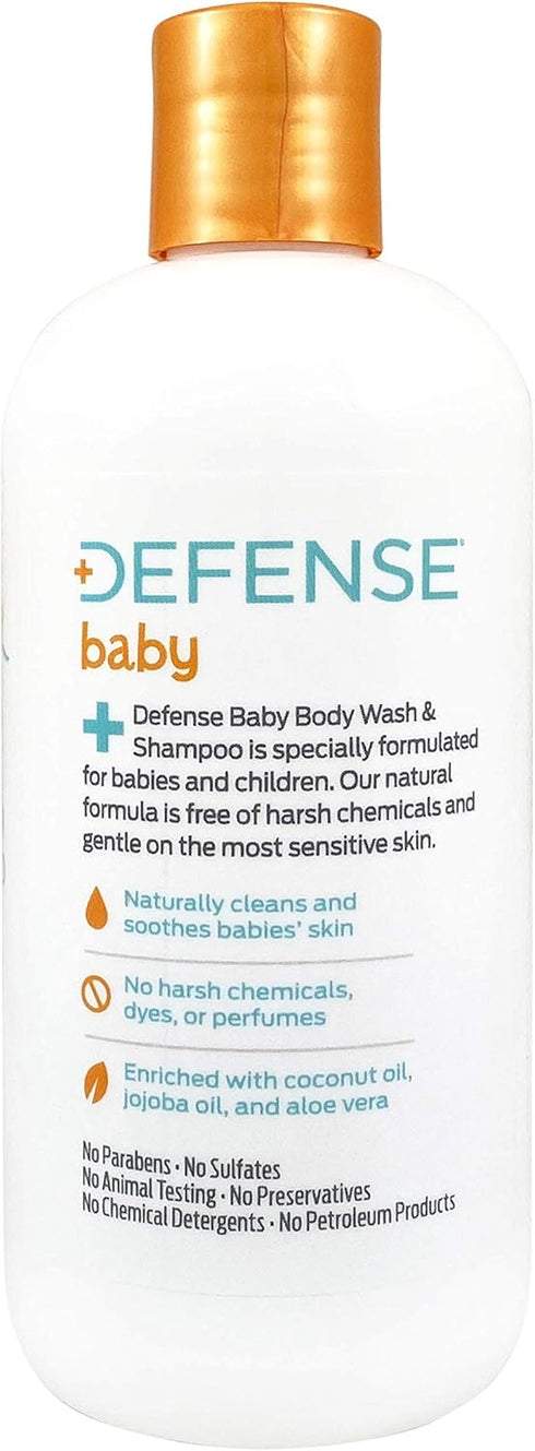 12 Oz (Pack 2) Defense Soap Baby Shampoo and Body Wash with Tea Tree Oil, Coconut Oil, Eucalyptus, Olive Oil & Aloe, Fl