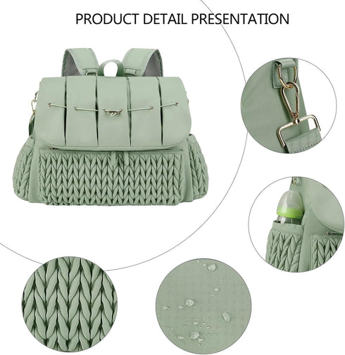 jiahesuw Backpack Multifunctional Diaper Bag with Changing Pad Large Capacity Foldable Travel Nappy Bag Multifunctional
