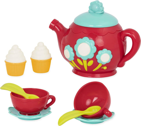 Battat Pretend Play Tea Set with Singing Teapot, Musical Toddler Toys, Cups & Saucers for 3 Years+