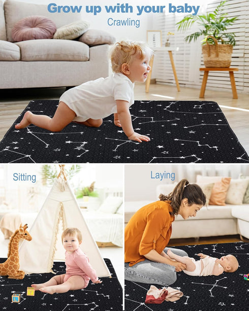 50x50 Tummy Play Mat for Playpen Foldable Baby Play Mat Large Time Mat, Non Slip Washable Baby Play Mats for Floor