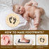 KINYFY 5.9 Inch Baby Birth Announcement Sign, Round Hello World Newborn Signs with Marker Pen and Ink Pad, Wooden