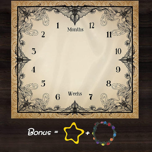 Bats Baby Monthly Milestone Blanket, 48x40in Soft Flannel, Gothic Style Halloween, Newborn Mom Gifts, Baby Shower Age Growth Tracker with Bonus Makers BTWYFS117 by F-FUN SOUL