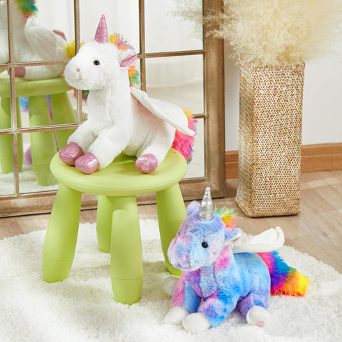 16.5" White Light up Musical Unicorn Stuffed Animal Glowing Singing Soft Plush Toys Decor Birthday Christmas Children's