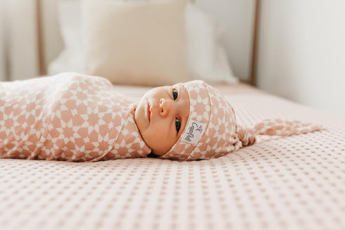 Star-Patterned Large Knit Baby Swaddle Blanket by Copper Pearl