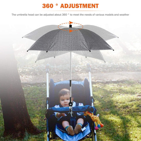 TOYANDONA Stroller Sun Cover Umbrella, Clip On UV Rain Protection Blackout Blind for Strollers, Bicycle, Baby Carriage