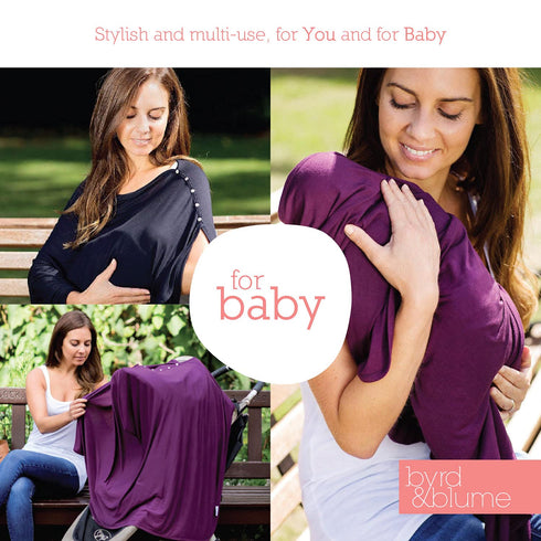 Byrd & Blume Maternity Nursing Cover, Lightweight Breastfeeding Wrap Shawl, Navy, One Size